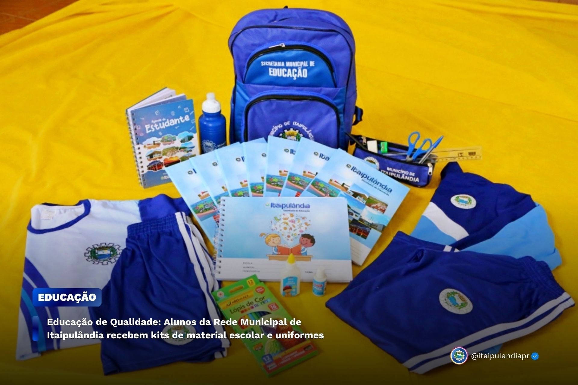 Alunos da Rede Municipal de Itaipulândia recebem kits de material escolar e uniformes