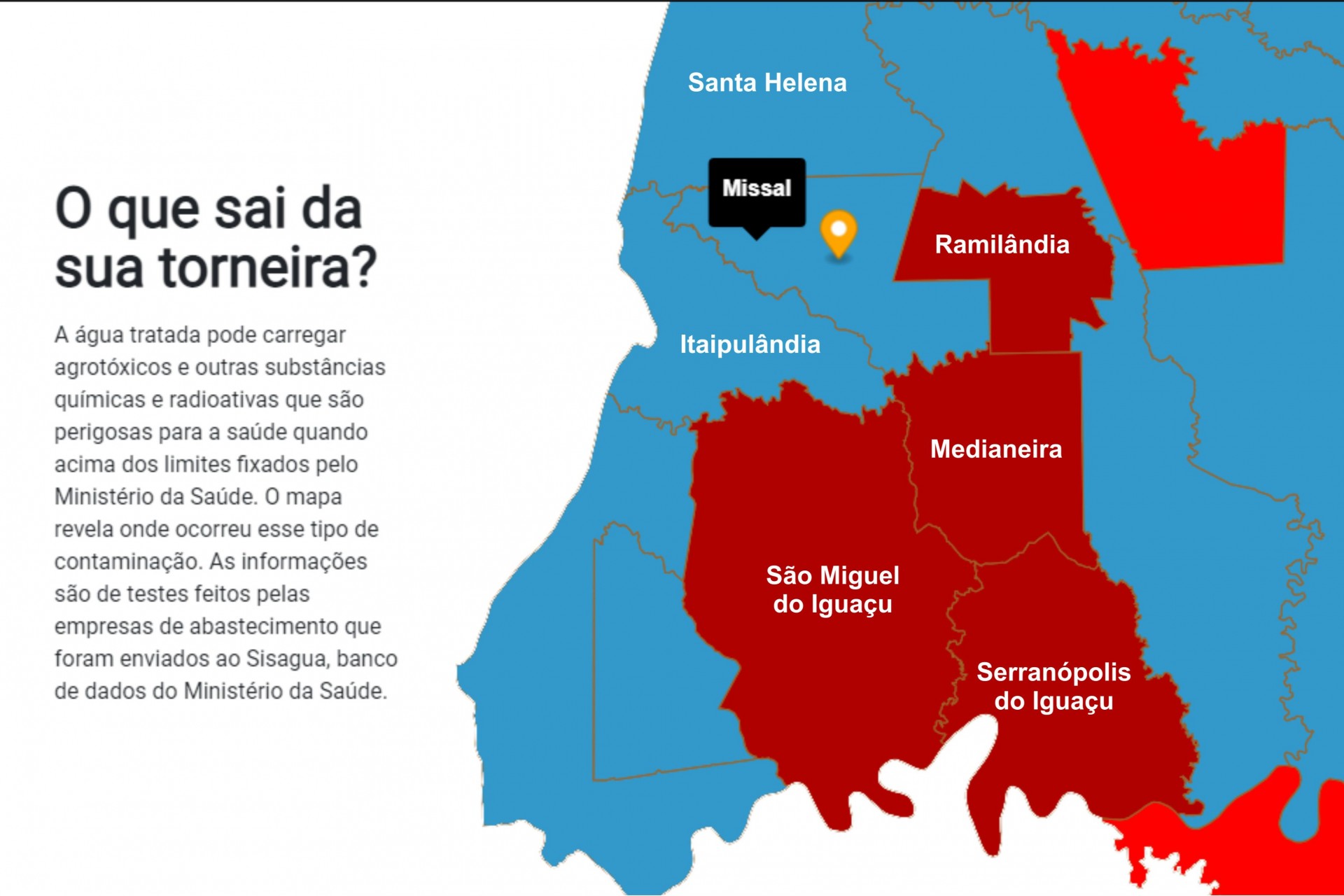 Mapa da Água coloca dúvida na qualidade da água fornecida em cidades da microrregião