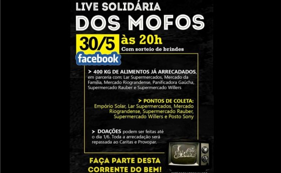 Atenção, Missal e Região: Dia 30/5 a partir das 20h00 vai rolar a live solidária dos Mofos