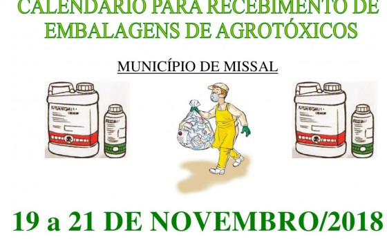 Calendário para recebimento de embalagens de agrotóxicos