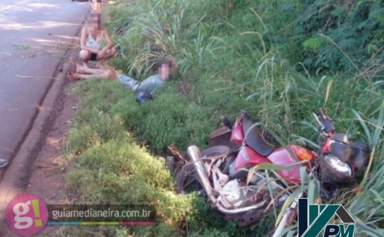 Duas pessoas ficam feridas em queda de moto na rodovia PR 495 entre Medianeira e Missal