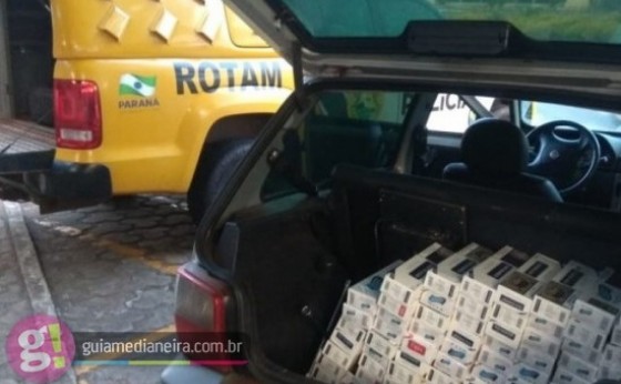 ROTAM apreende veículo com cigarros contrabandeados em Itaipulândia